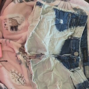American Eagle Outfitters Distressed Blue and White Jean Shorts